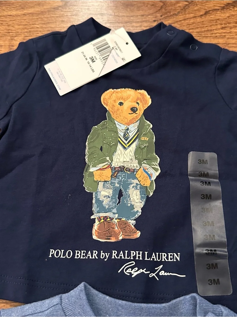 Ralph Lauren Polo Bear Kids 2T-Shirt - Navy light Blue size 3M NWT short sleeve